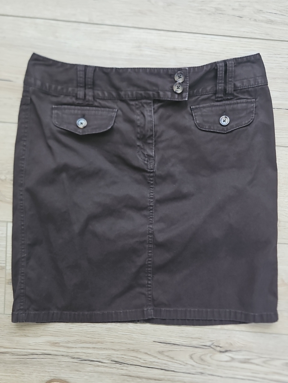 Ann Taylor Dark Brown Pencil Skirt with Buttoned Waist